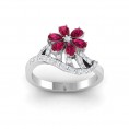 Elegance Flower With Twisted Waves Ring